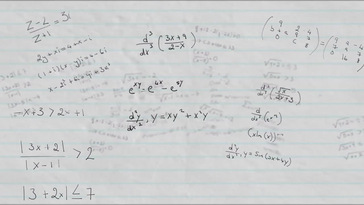 animación de fórmulas matemáticas sobre un fondo blanco.