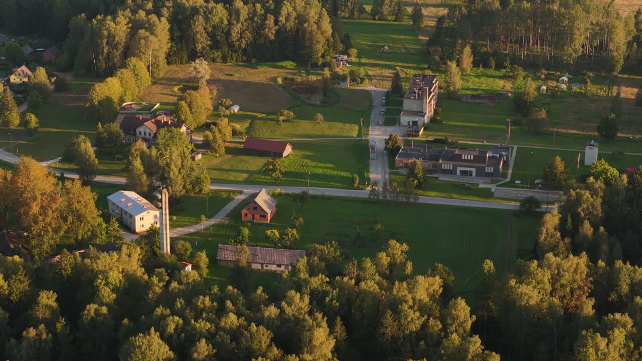 Slow Aerial Rotation Revealing A Small Rural Village In The More Parish Administrative Center Of Sigulda, Latvia.