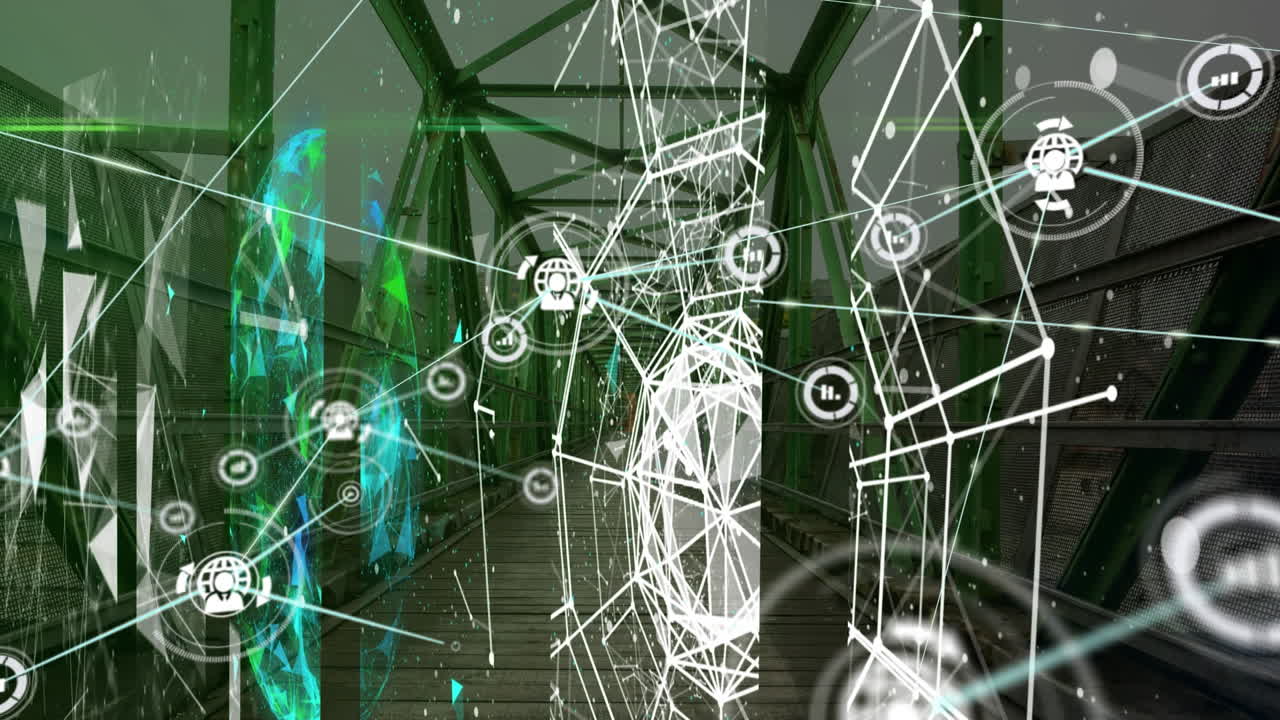 animación del procesamiento de datos financieros a través de un puente