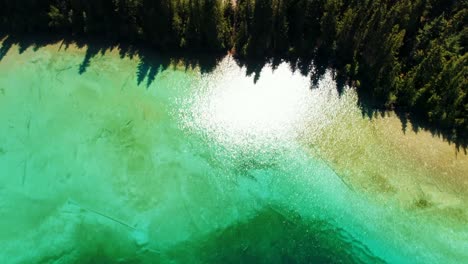 aerial view of beautiful lake and mountains 4k