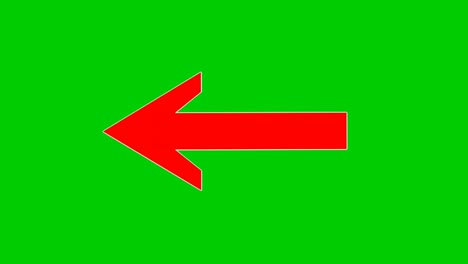 arrow sign symbol animation on green screen, red color cartoon arrow pointing left 4k animated image video overlay elements