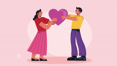 young couple working characters animation
