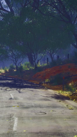 winding road through a lush forest at dusk showcases natures tranquility