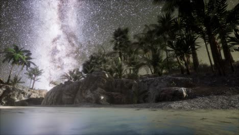 beautiful fantasy tropical beach with milky way star in night skies