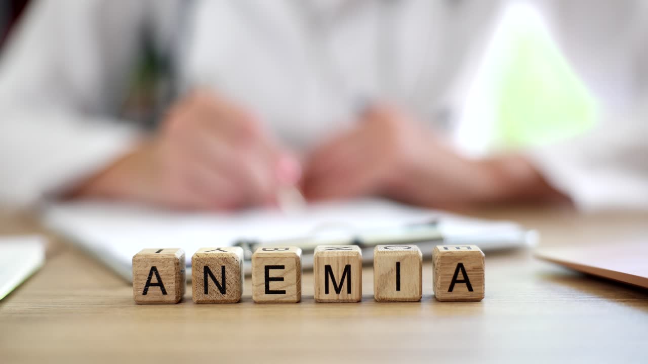 Anemia concept with wooden blocks