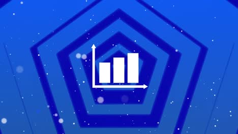 animación de rastros de luz y gráfico sobre pentágonos sobre fondo azul