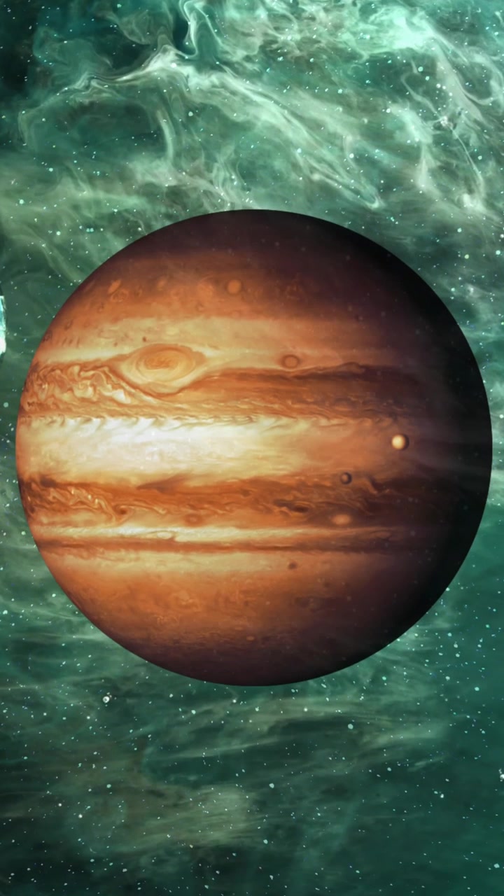 Animation of planets in green smoky space