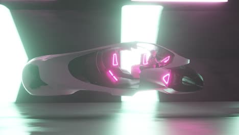 futuristic hovercraft with neon lighting