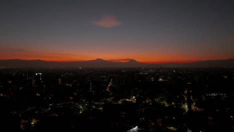 orbit shot of natural volcano in at sunrise, mexico city