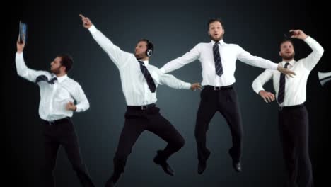 series of jumping businessman in slow motion