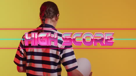 Animation-Des-Highscore-Textes-über-Einem-Neonfarbenen-Muster-Eines-Kaukasischen-Rugbyspielers