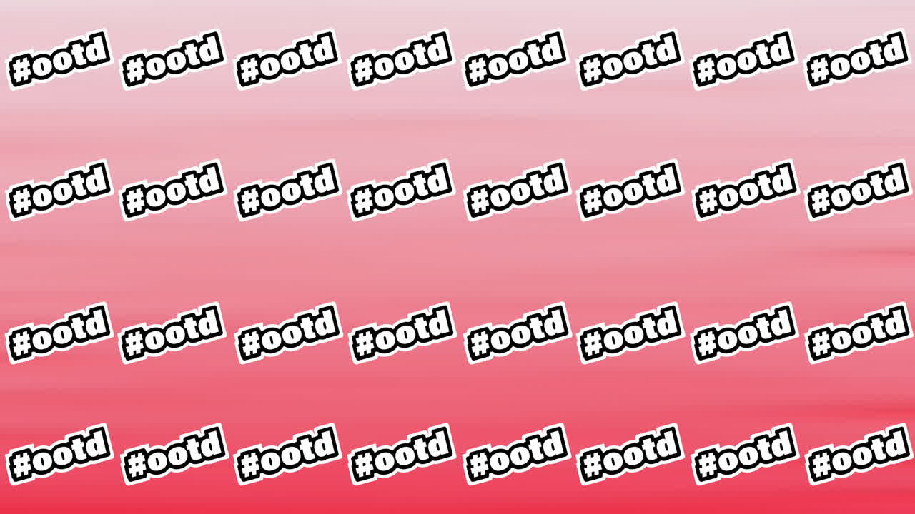 composición de texto ootd con hashtag repetido en fondo rojo