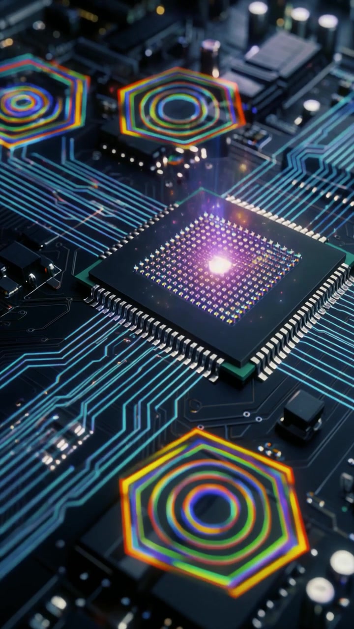 Digital databehandling på et futuristisk computerprintkort