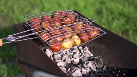 grilled potatoes on charcoal grill