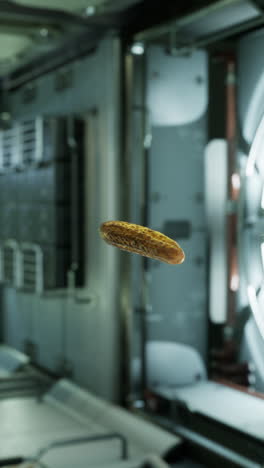 floating alien organism in a spaceship interior