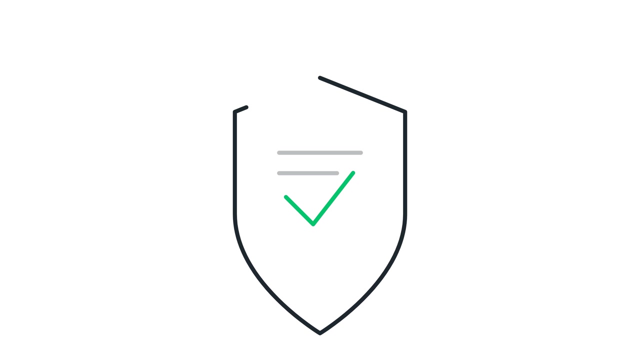 Animated Shield Icon with Checkmark Appearing on White Background