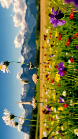 colorful alpine meadow with mountains