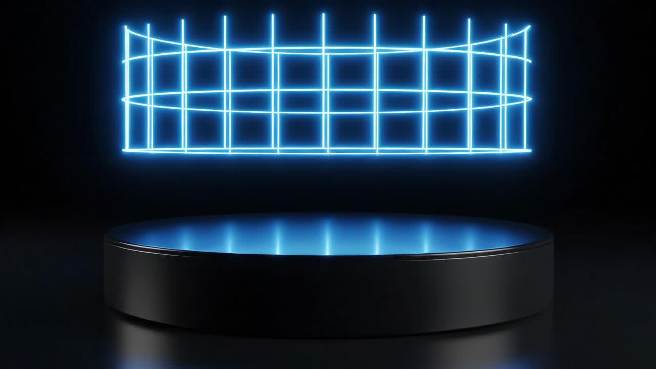 Futuristic Product Podium with Neon Light and Grid