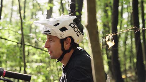 mountain biker in forest