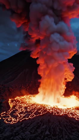 erupción volcánica por la noche
