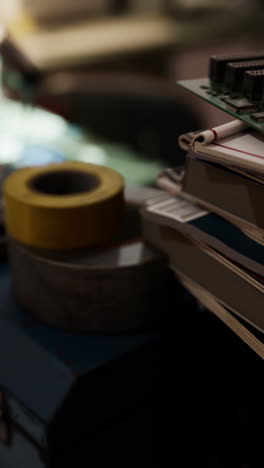 close up of a circuit board and tools on a desk