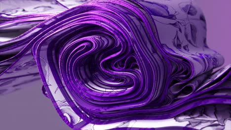 Un-Remolino-De-Tela-Violeta-Y-Blanco-Con-Patrones-Intrincados-Crea-Una-Fascinante-Animación-En-3D