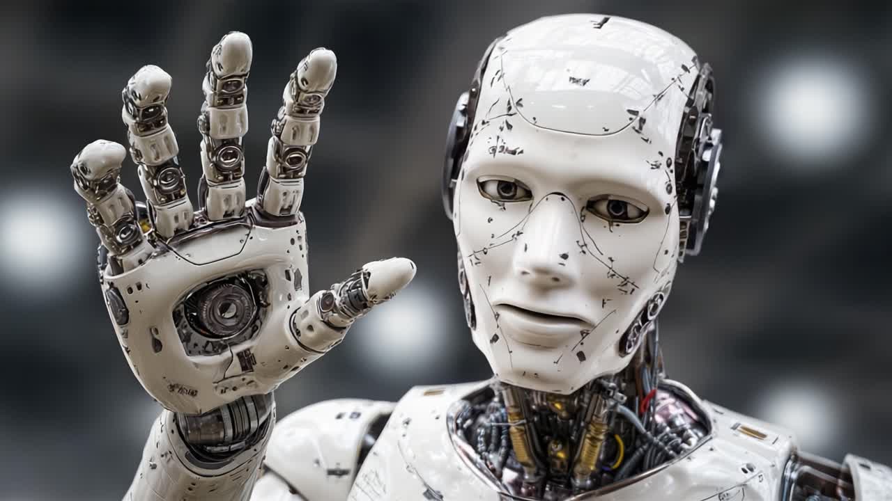 Design Robotico Intricato Svelato: Un'Esplorazione Ravvicinata di un'Interazione Android Estremamente Dettagliata, che Mostra la Fusione tra Arte e Tecnologia