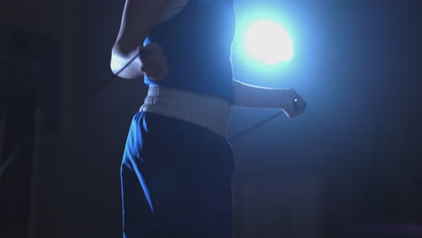 Close-up of the boxer&#039;s hand in time jumping rope