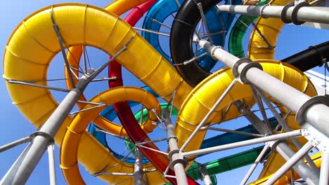 colorful water slides at a water park