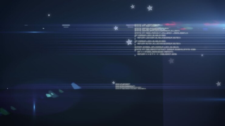 Animation of data processing over falling spots of lights