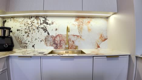 Modern kitchen with gold accents