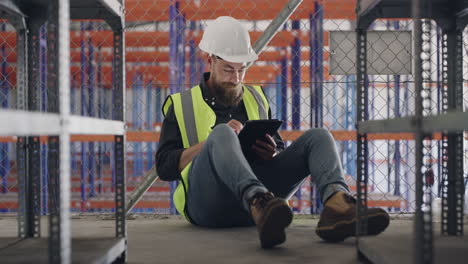 warehouse worker using tablet