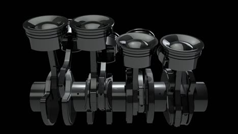 v8 engine pistons on a crankshaft - loop