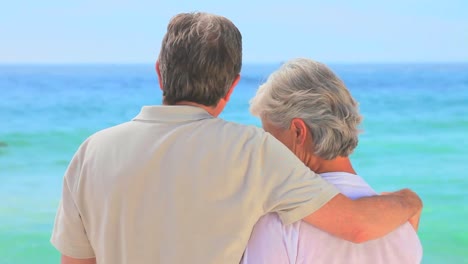 Mature-couple-talking-in-front-of-the-sea