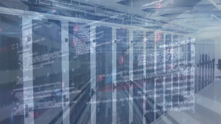 Animation of data processing over server room