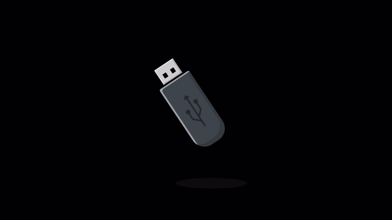 Illustrazione animata di una chiavetta USB che fluttua