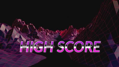 Animation-of-high-score-in-metaverse-space-on-black-background