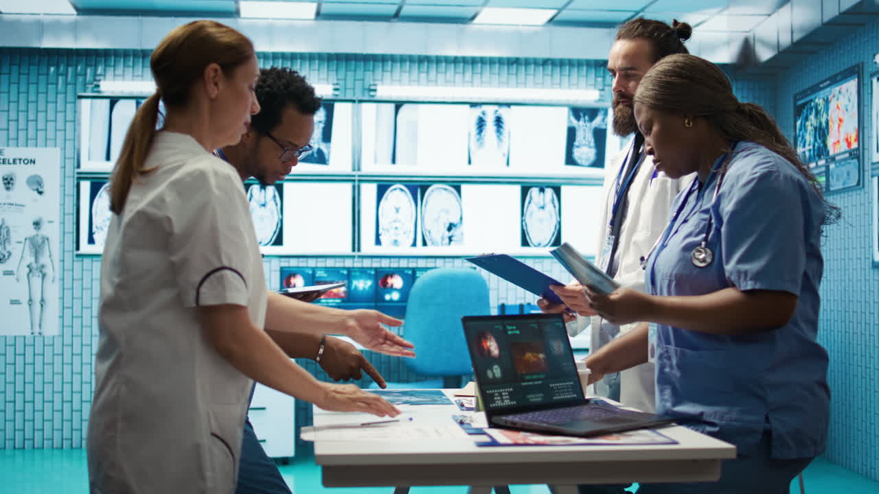 Medical Professionals Analyzing X-Rays and Discussing Diagnosis