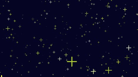 fly small red and white crosses in dark space