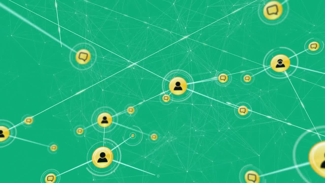 animación de la red de conexiones sobre fondo verde