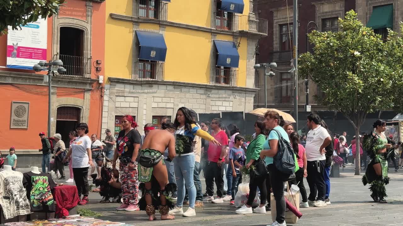 Traditional Mexican cleansing rituals taking place in Mexico City streets