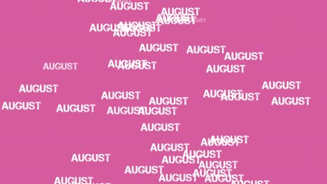 august text animation falling on pink background.rain of text cartoon animation