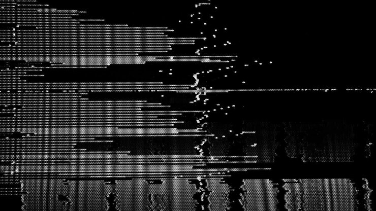 Black and White Analog VHS Static Texture with Hard Lines on Old TV