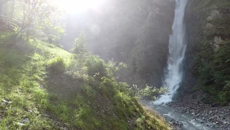 waterfall with a lot of spray in the liechtensteinklamm