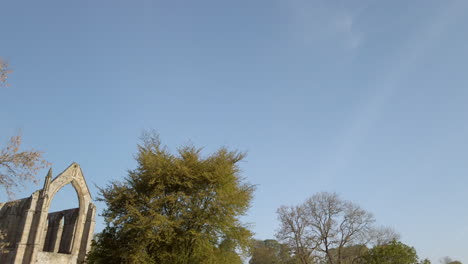 Fading-Out-Shot-of-Bolton-Abbey-Ruins-on-Beautiful-Summer’s-Morning-in-Yorkshire,-England-with-Blue-Sky