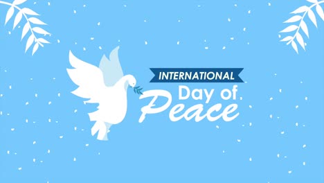 international day of peace lettering with dove flying