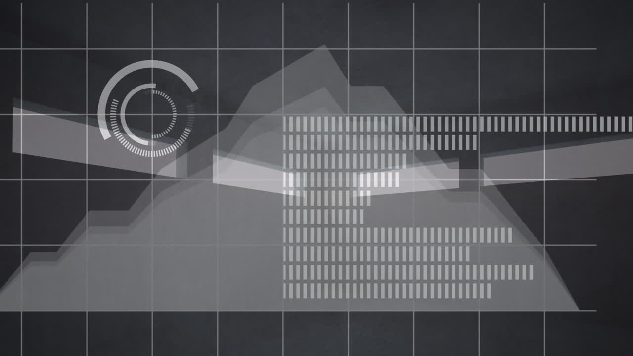 animación de estadísticas y procesamiento de datos sobre un fondo gris