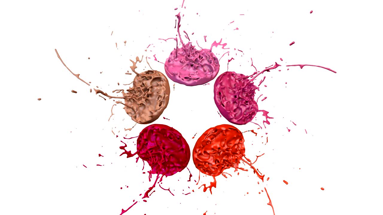 3d paints dance in 4k on white background. Simulation of splashes of ink on a musical speaker that play music. beautiful splashes as a bright background in ultra high quality. Version shades of red 10