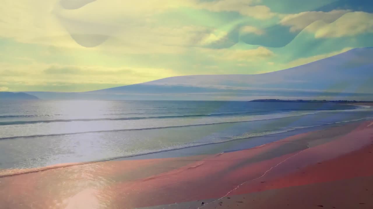 러시아 국기가 바다 풍경 위에서 날아다니는 애니메이션