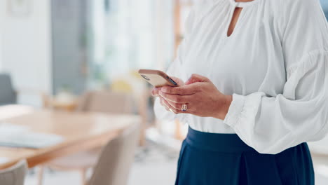 Business,-woman-and-phone-typing-in-office